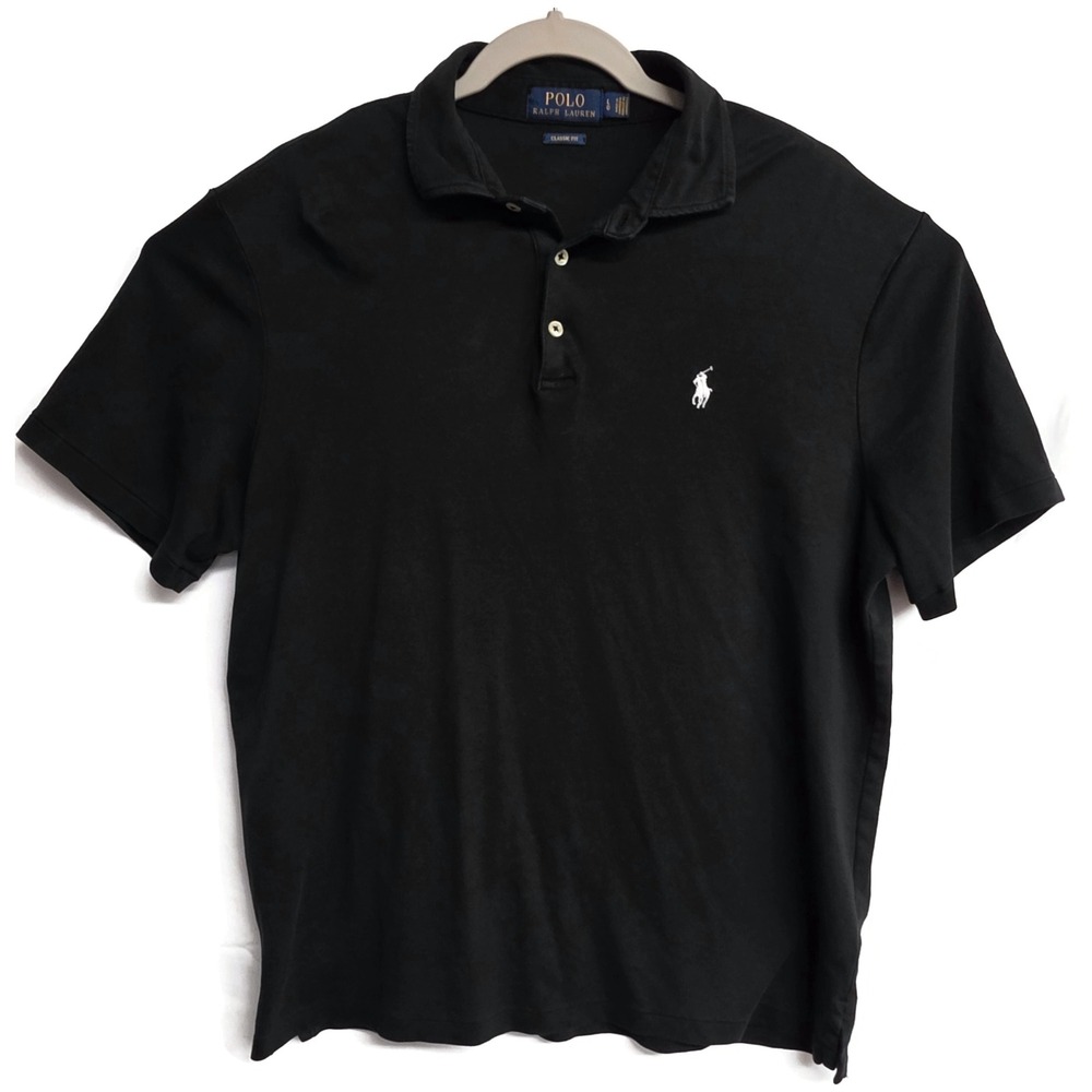 Polo Ralph Lauren Mens Classic Fit Short Sleeve Polo Shirt Black Large